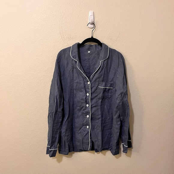 Piglet in Bed Blueberry Linen Pajama Set Size S - Picture 2 of 7